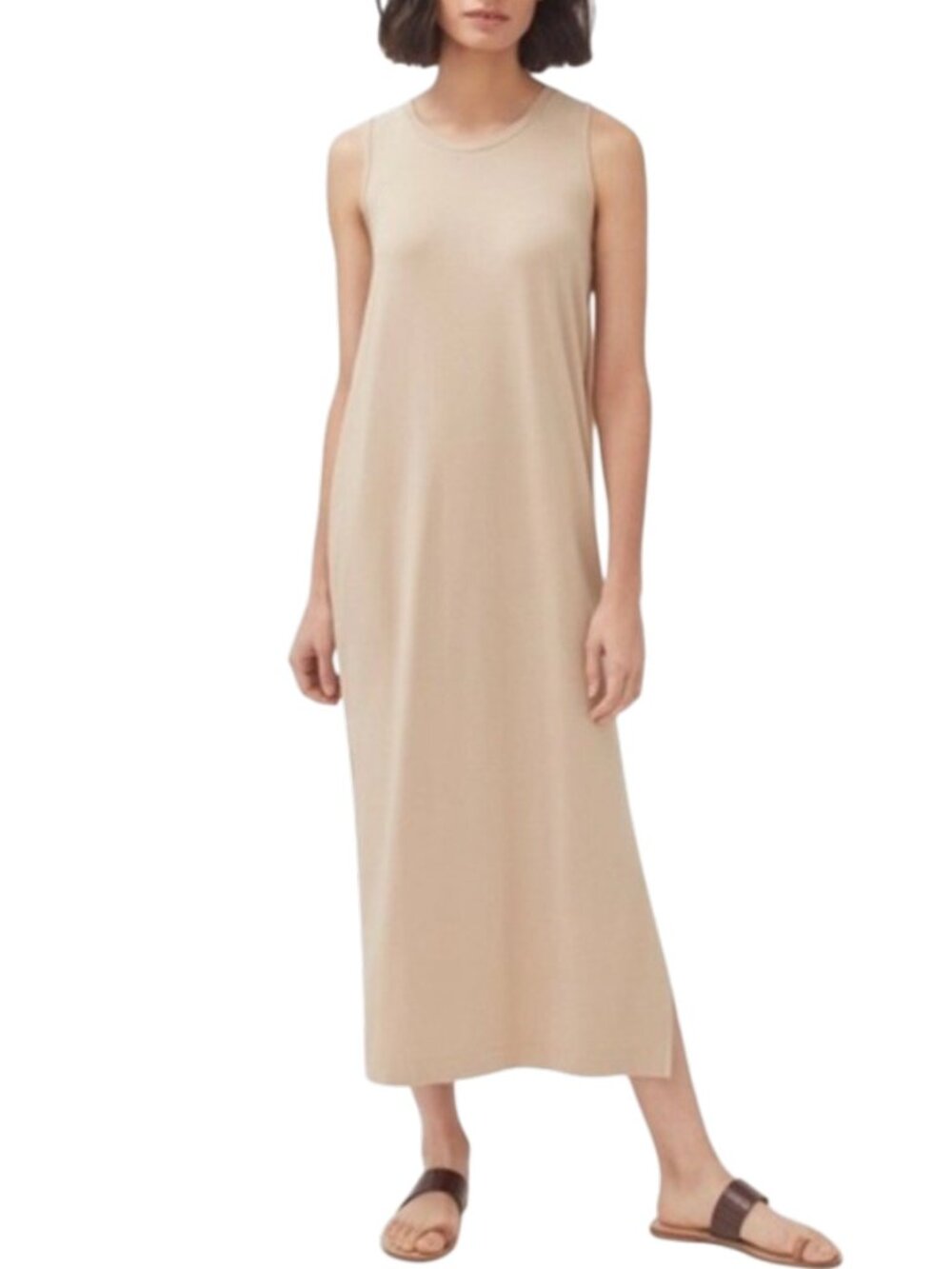 NWT Cuyana Drape Back Midi Dress S Dune Pima Cotton Modal